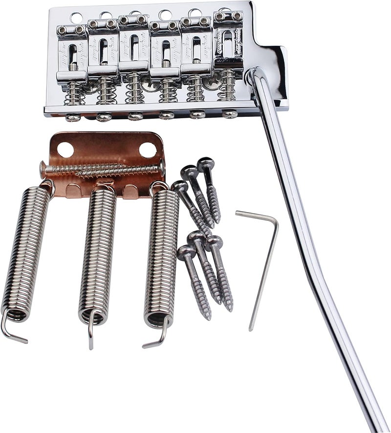 guyker Tremolo Bridge Vintage Bent Steel Saddles and Zinc Block Compatible with Start ST Electric Guitar (GG-1004, Chrome) - Image 2